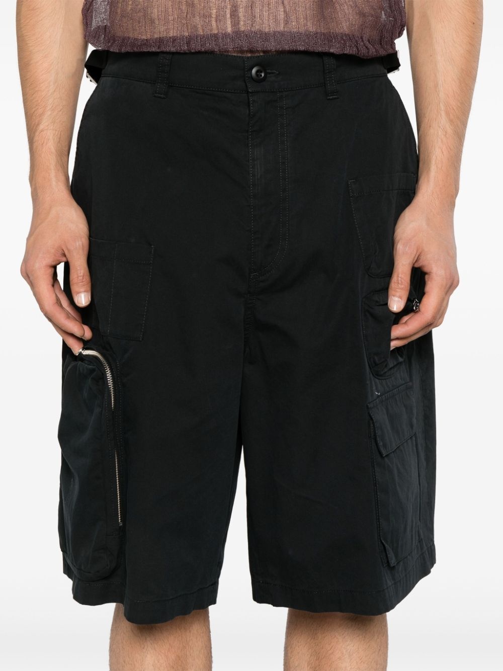 mid-rise cotton cargo shorts - 5