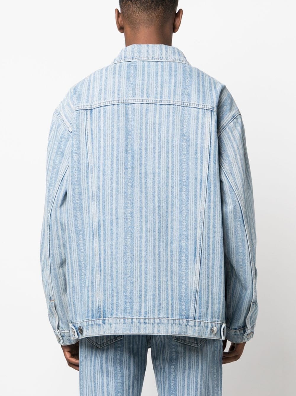 striped denim jacket - 4