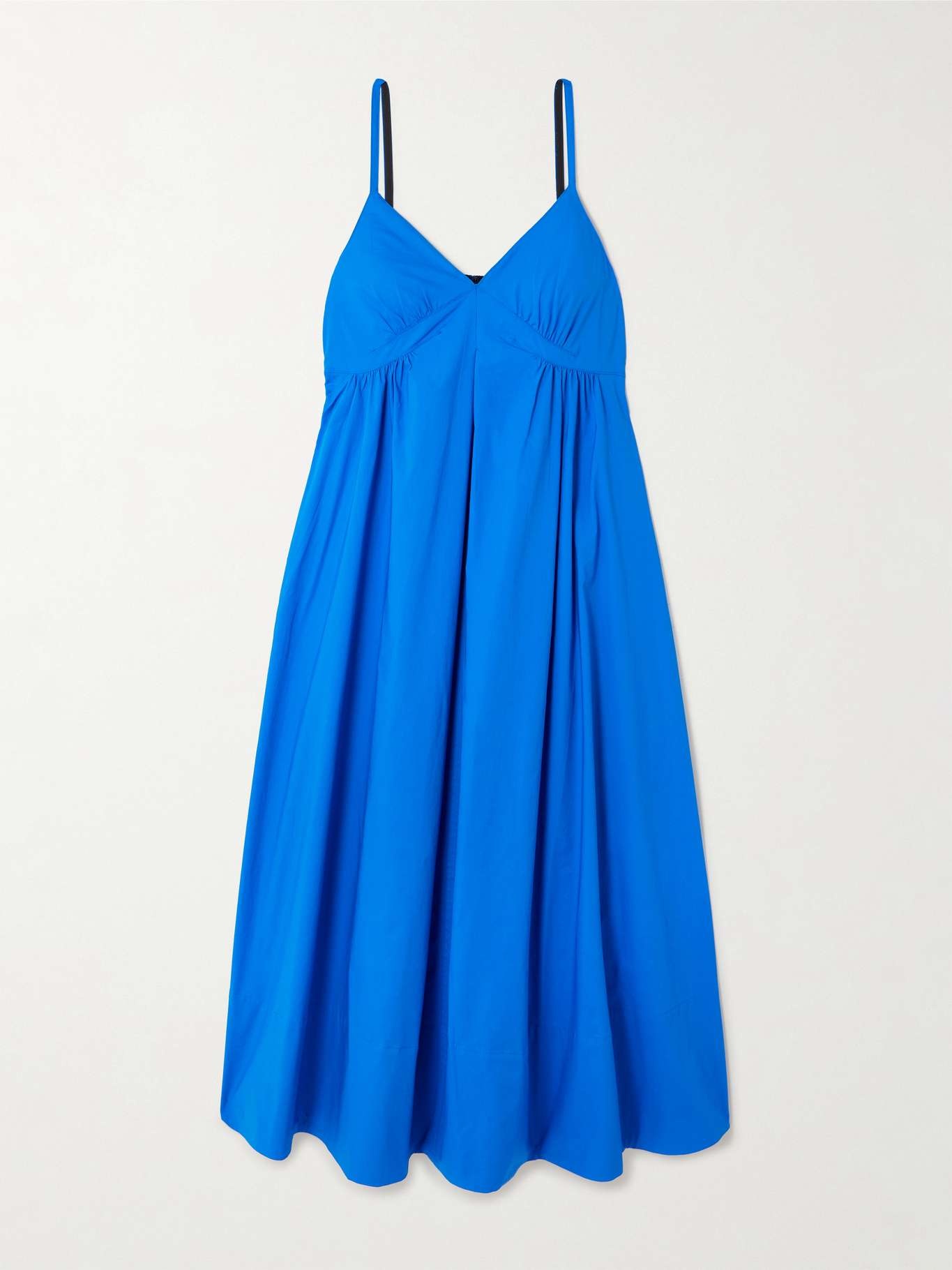 Barker gathered cotton-blend poplin midi dress Blue - 1