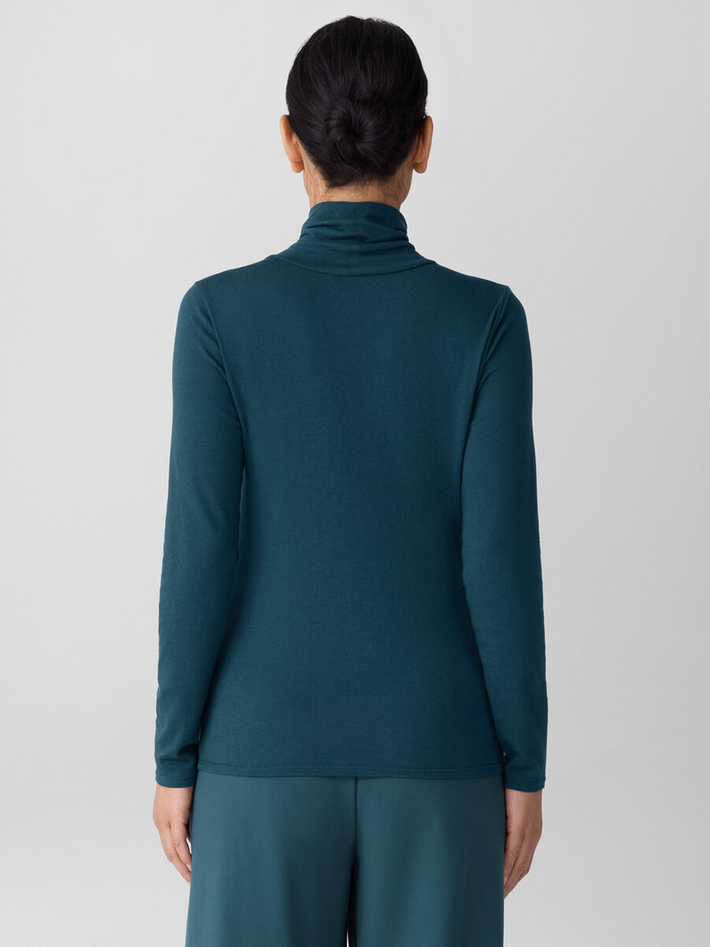 Sheer Cotton Blend Knit Turtleneck Top 4