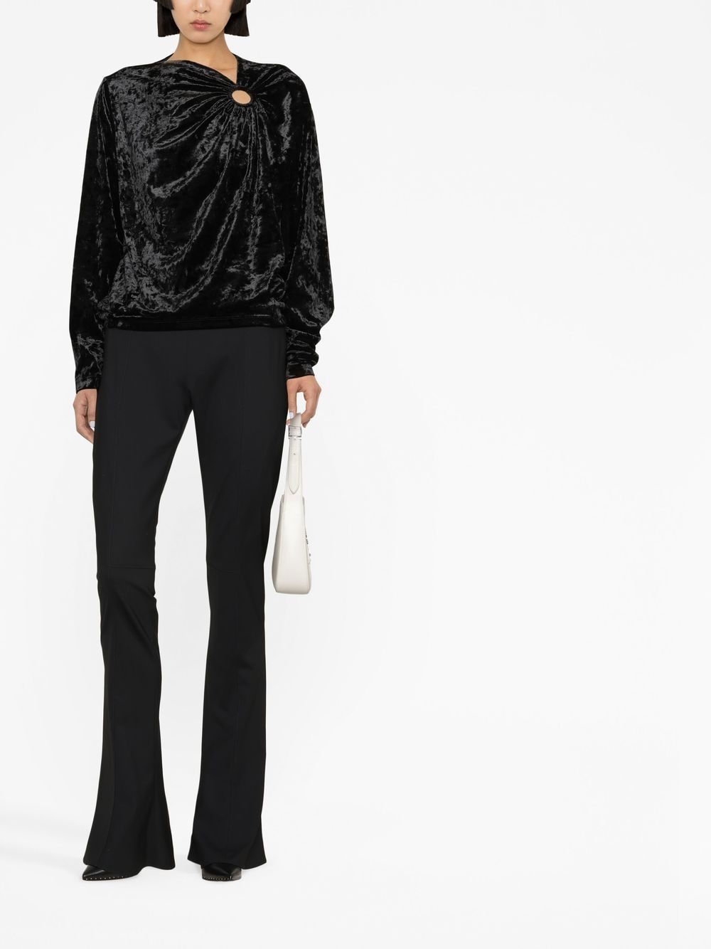 crushed-velvet long-sleeve top - 2