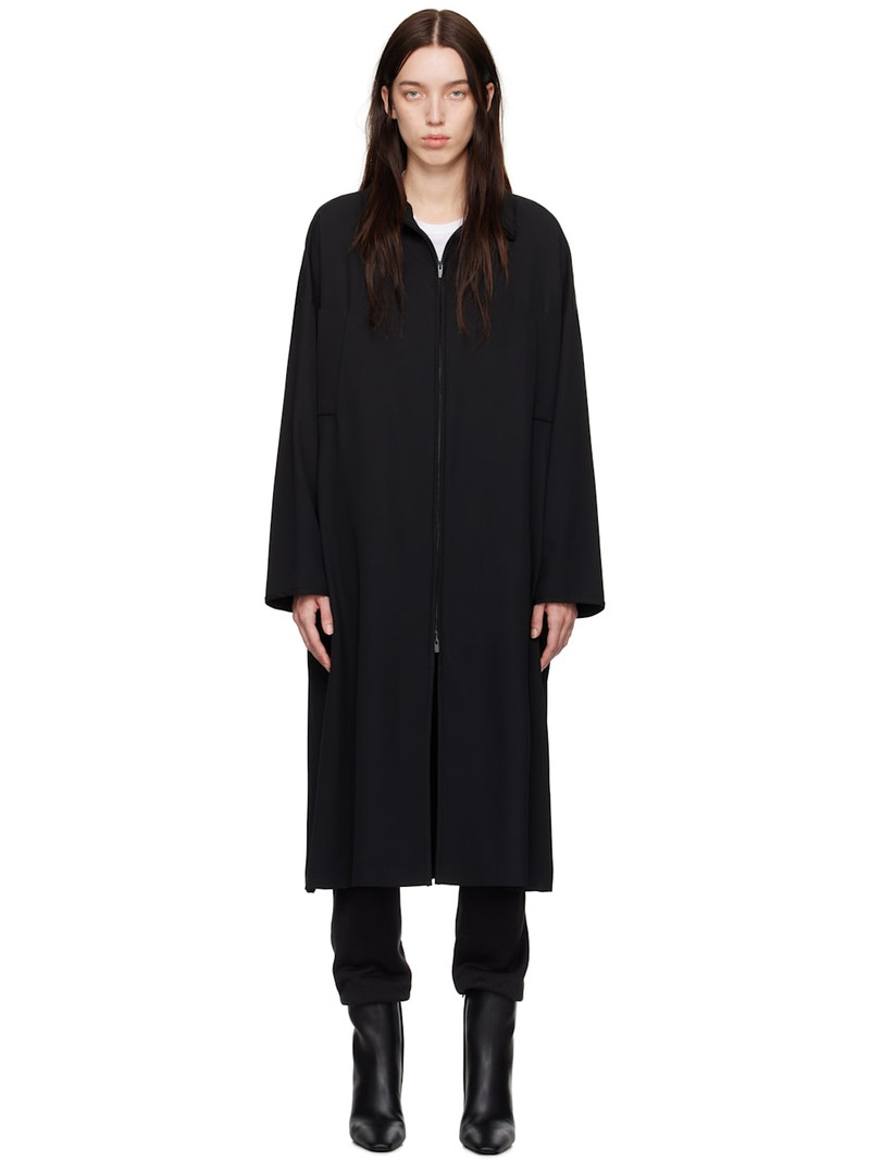 Black Wool High Neck Trench Coat 1