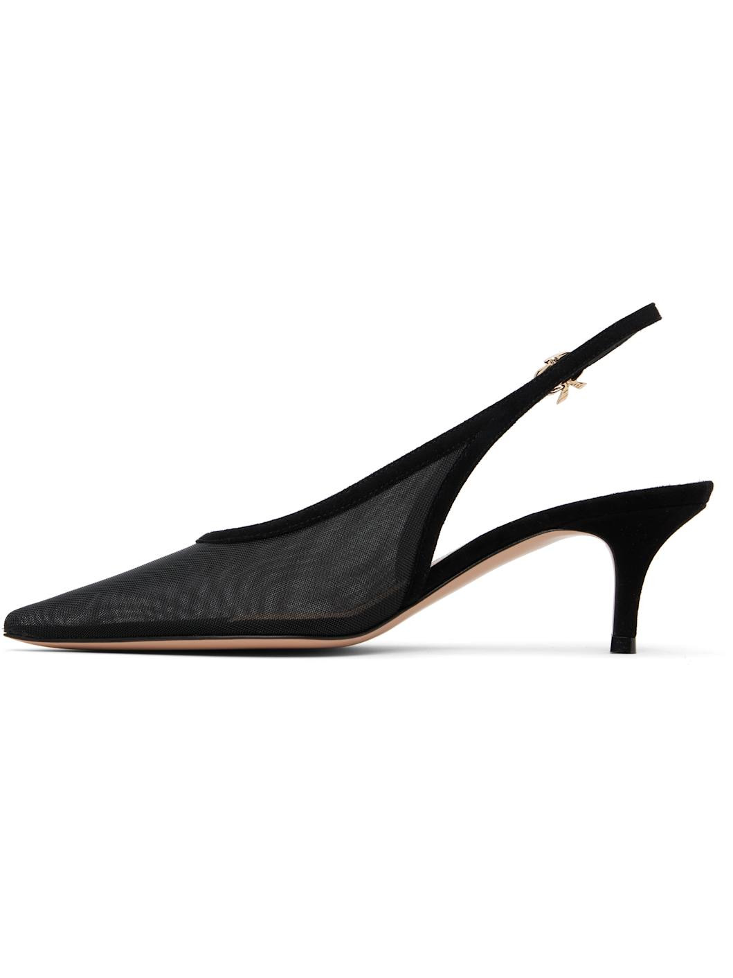 Black Slingback 55 Heels - 3