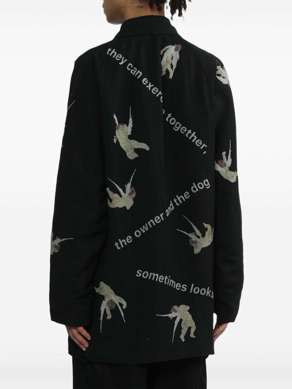 angel-print single-breasted blazer - 4
