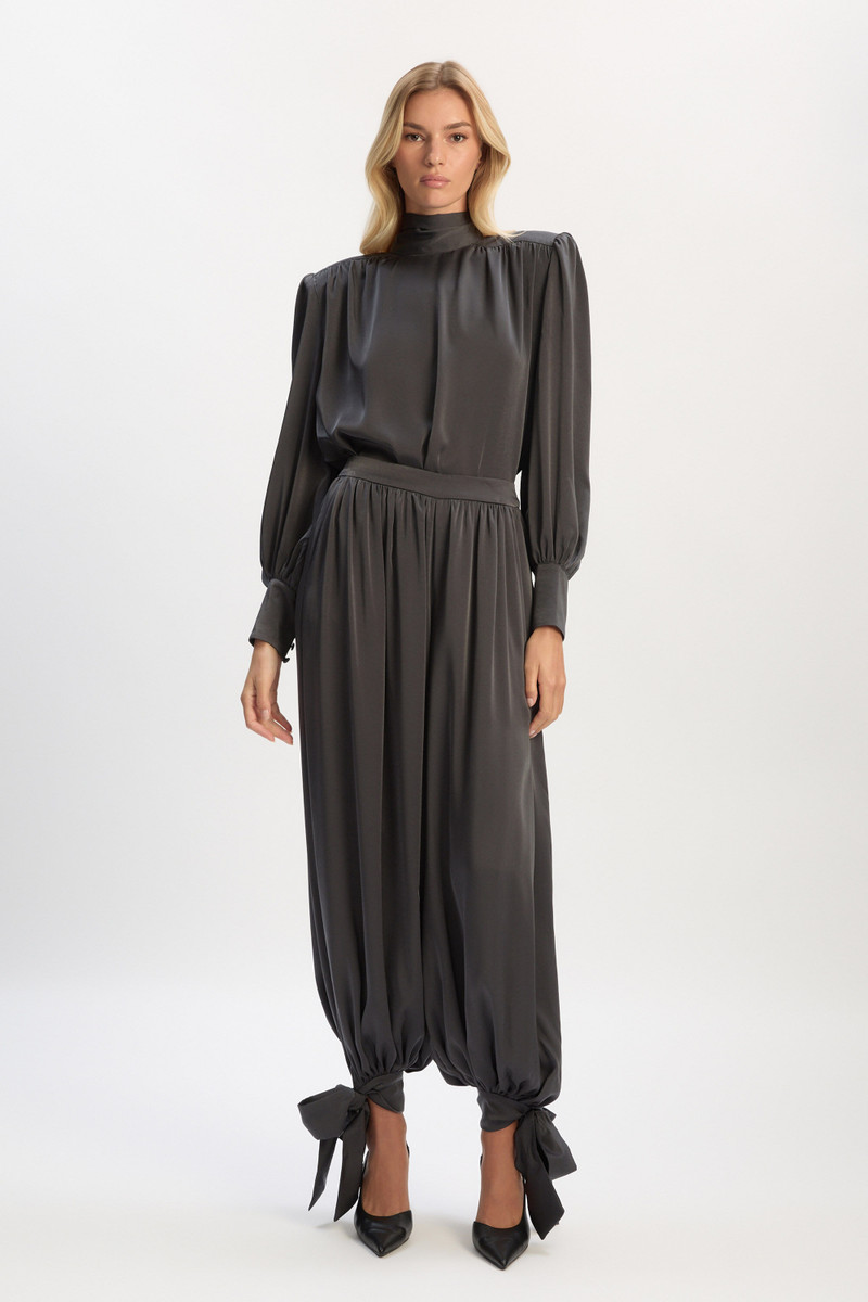 BARDOT Alira Satin Balloon Pant In Charcoal outlook