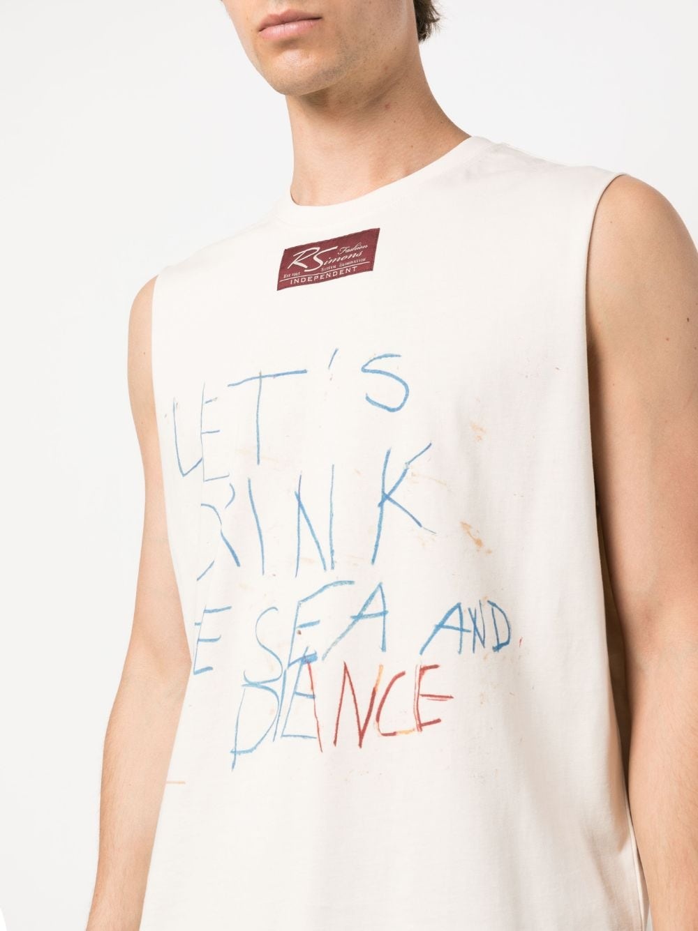 slogan-print cotton vest - 6