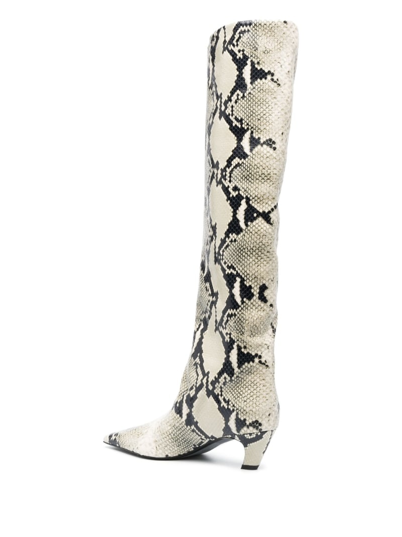 snakeskin-print 65mm leather boots - 3