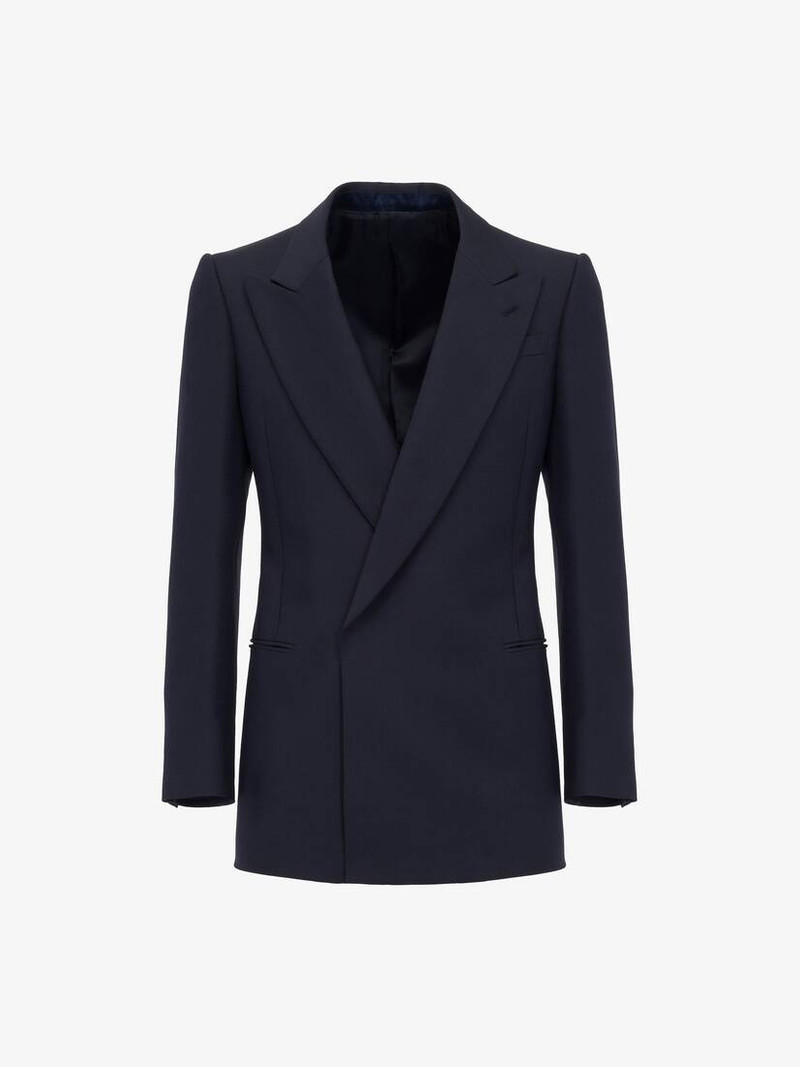 Men's Large Lapel Jacket in Navy - 1