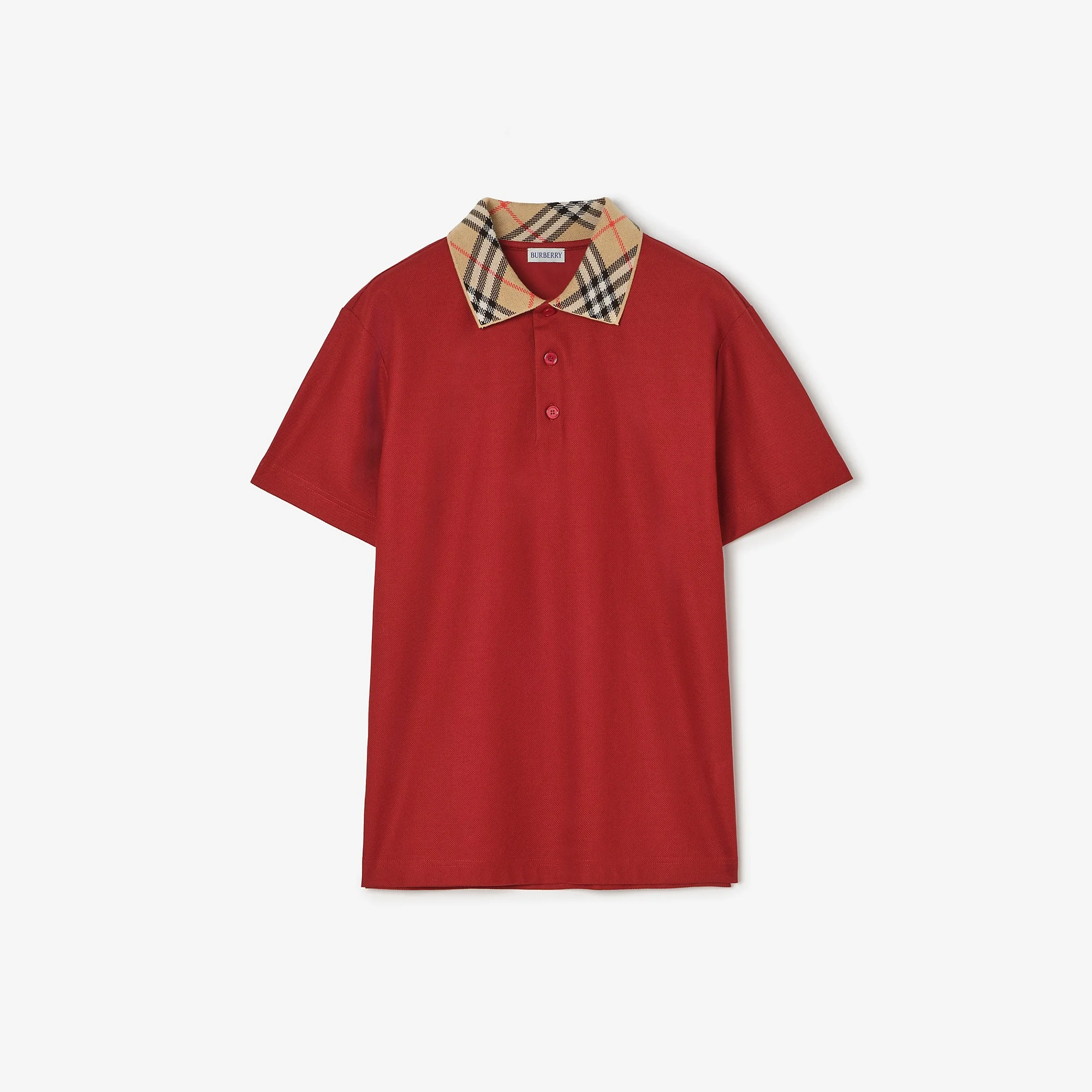 Check Collar Cotton Polo Shirt - 1