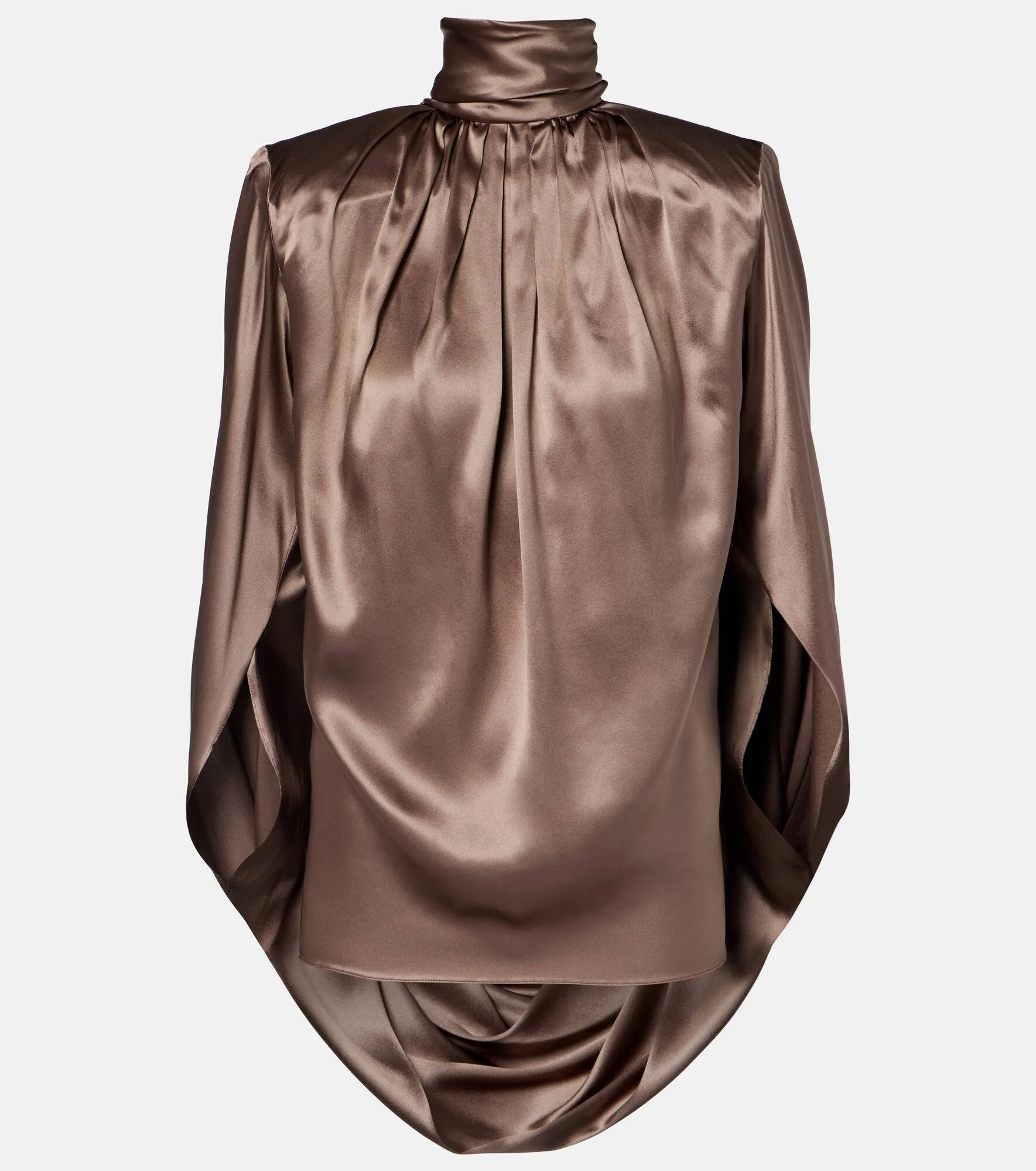 Draped silk-blend satin top - 1