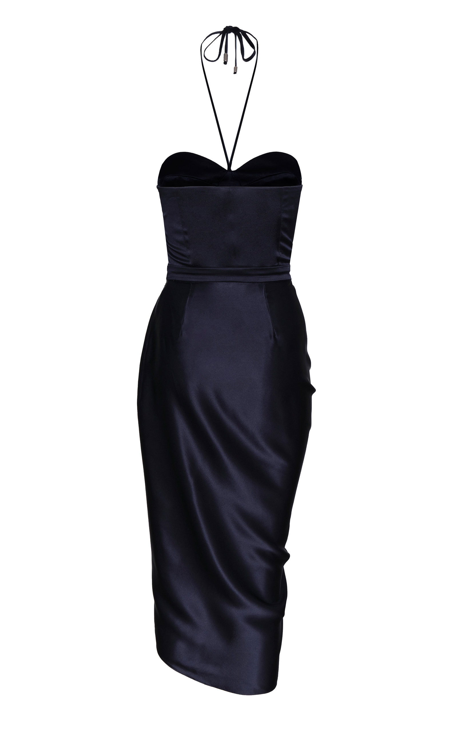 Laguna Salada Wrap-Effect Silk-Charmeuse Midi Dress navy - 3