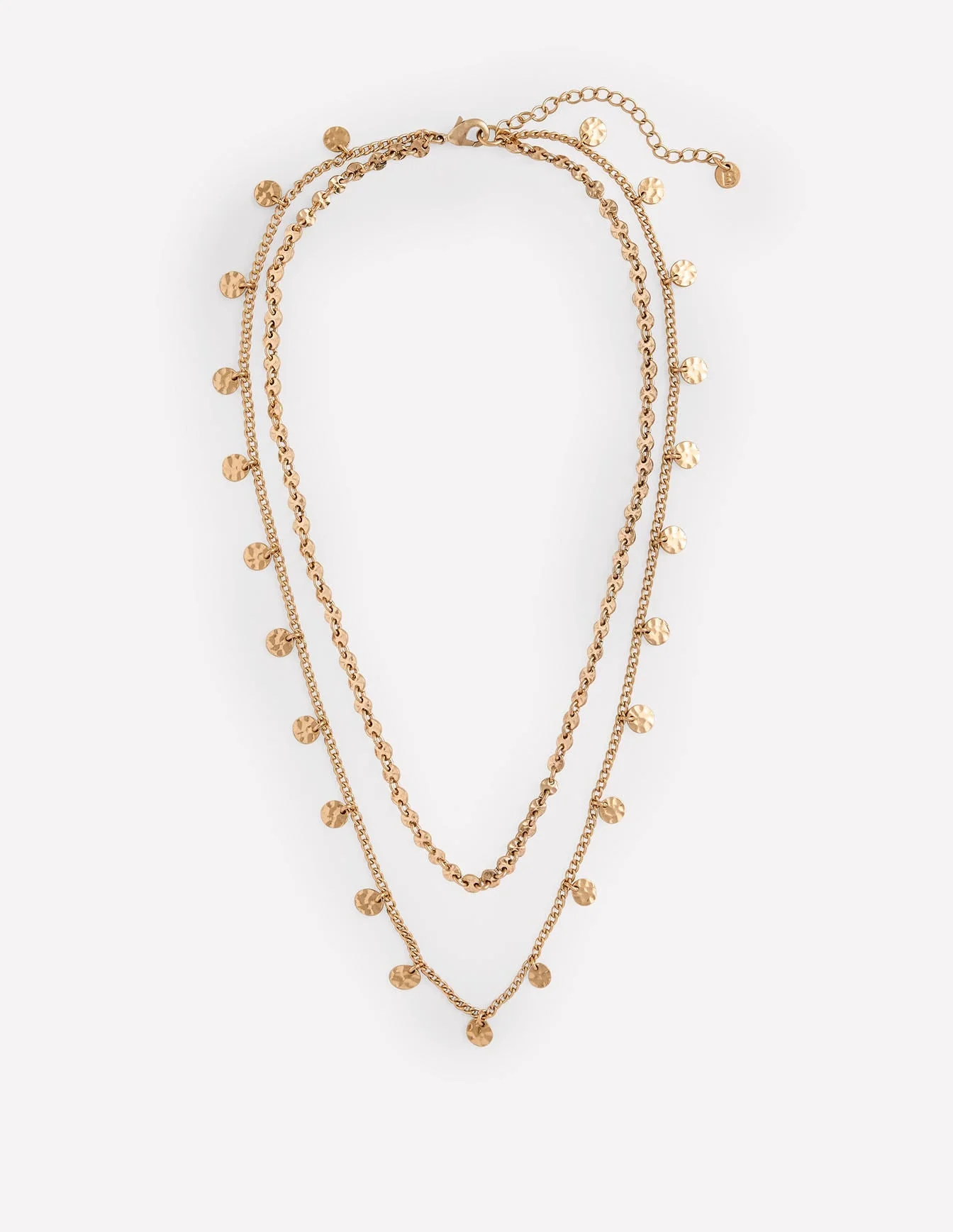Hammered Disk Layered Necklace-Gold Colour - 1
