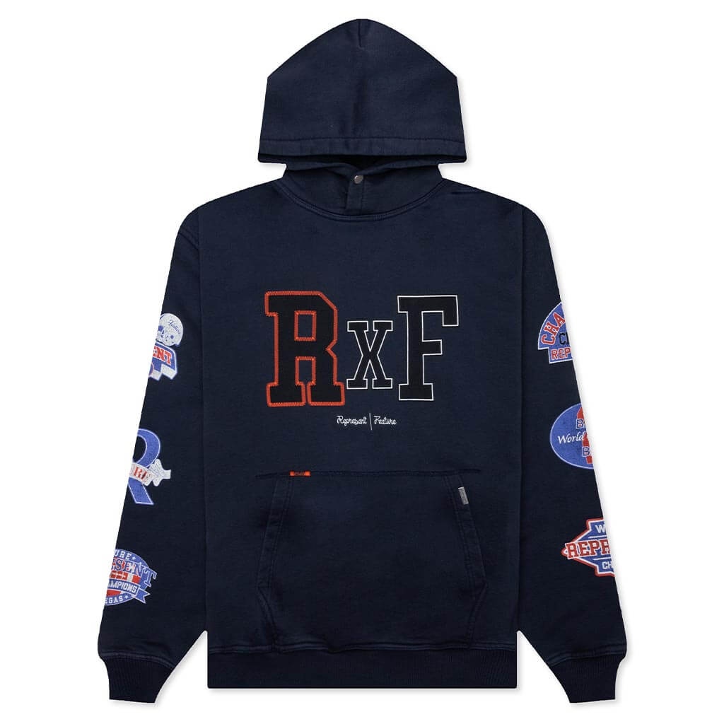 FEATURE X REPRESENT CHAMPIONS HOODIE - MIDNIGHT NAVY - 1