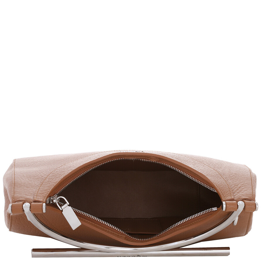 Alexander Mcqueen Ladies Pecan / Silver T-Bar Bag - 6