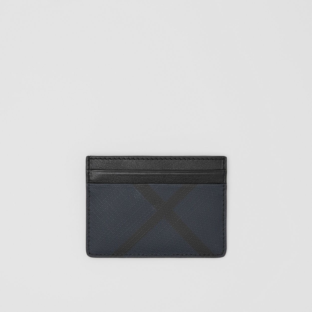 London Check and Leather Card Case - 1