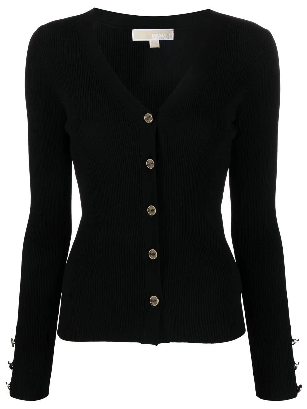 logo-debossed button-front cardigan - 1