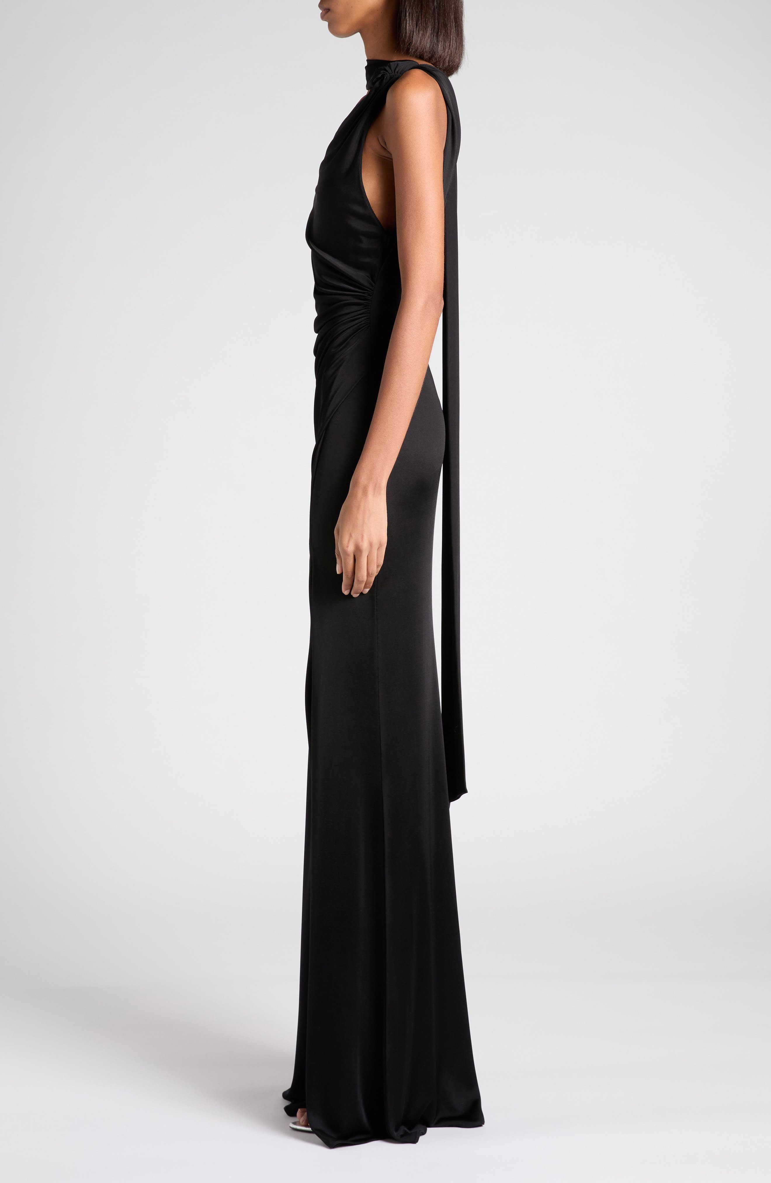 TOM FORD One-Shoulder Fluid Jersey Gown in Lb999 Black at Nordstrom - 3