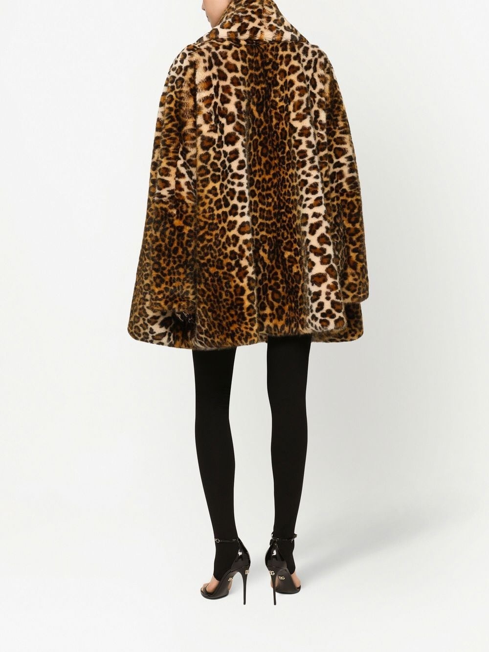 KIM DOLCE&GABBANA leopard-print faux-fut coat - 4