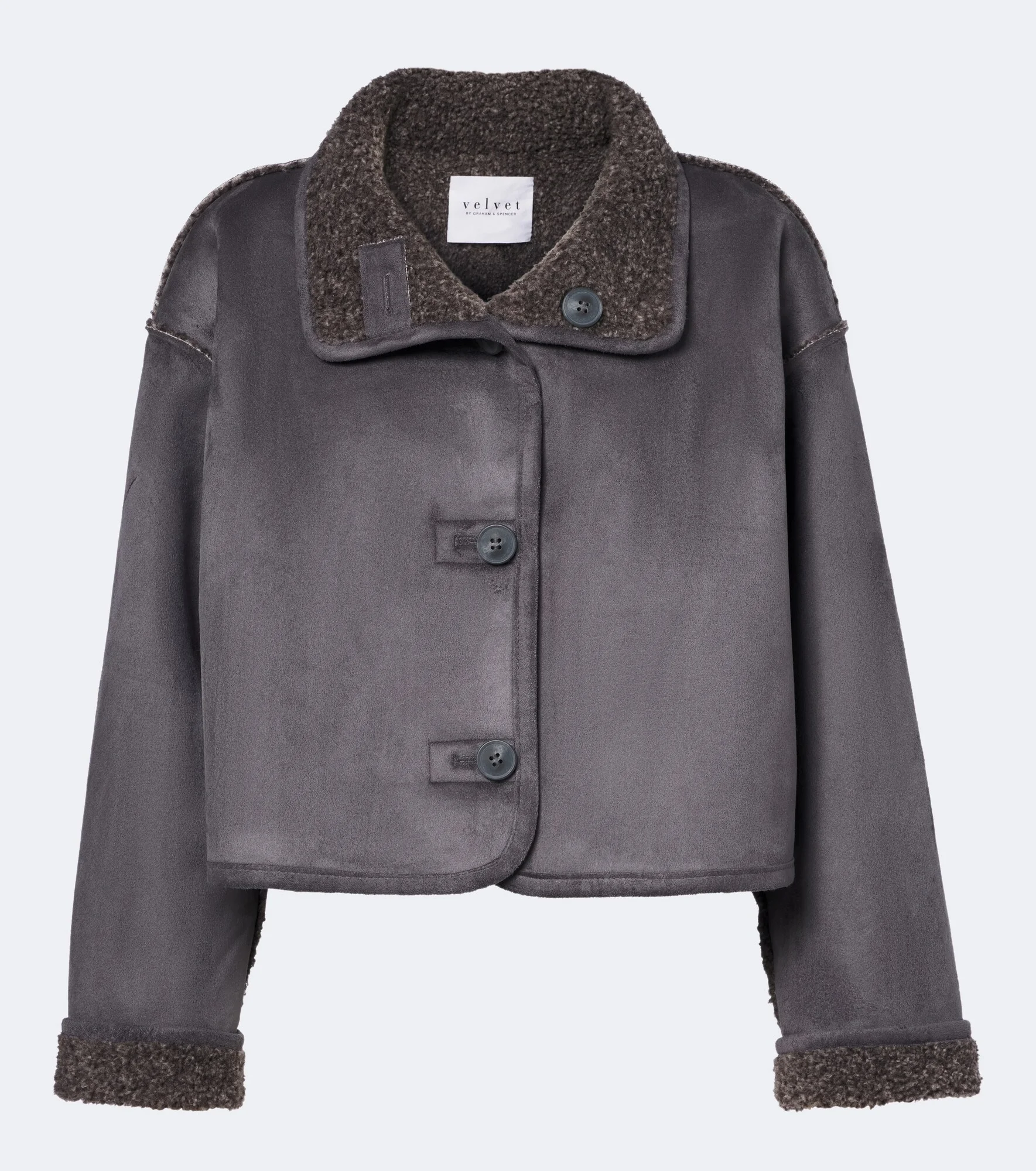 Esme teddy-lined cropped jacket - 1