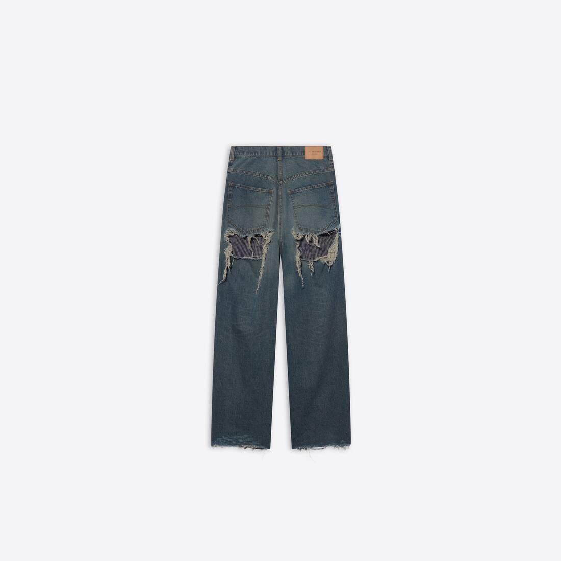 Men's Destroyed Large Baggy Pants in Brown - 2