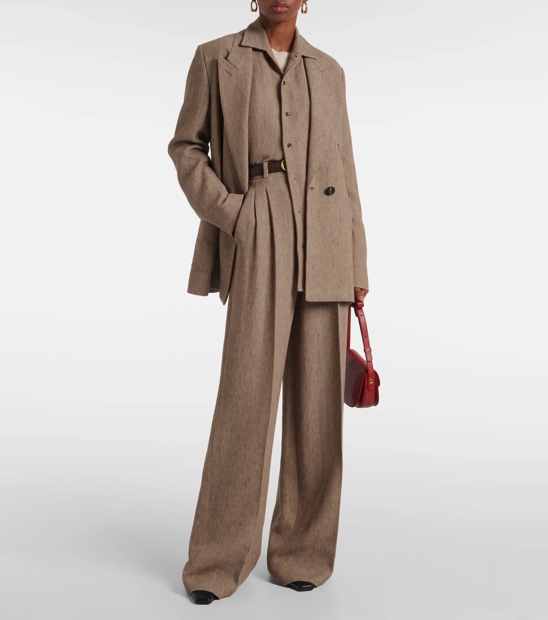 Genny chevron linen crêpe blazer - 2