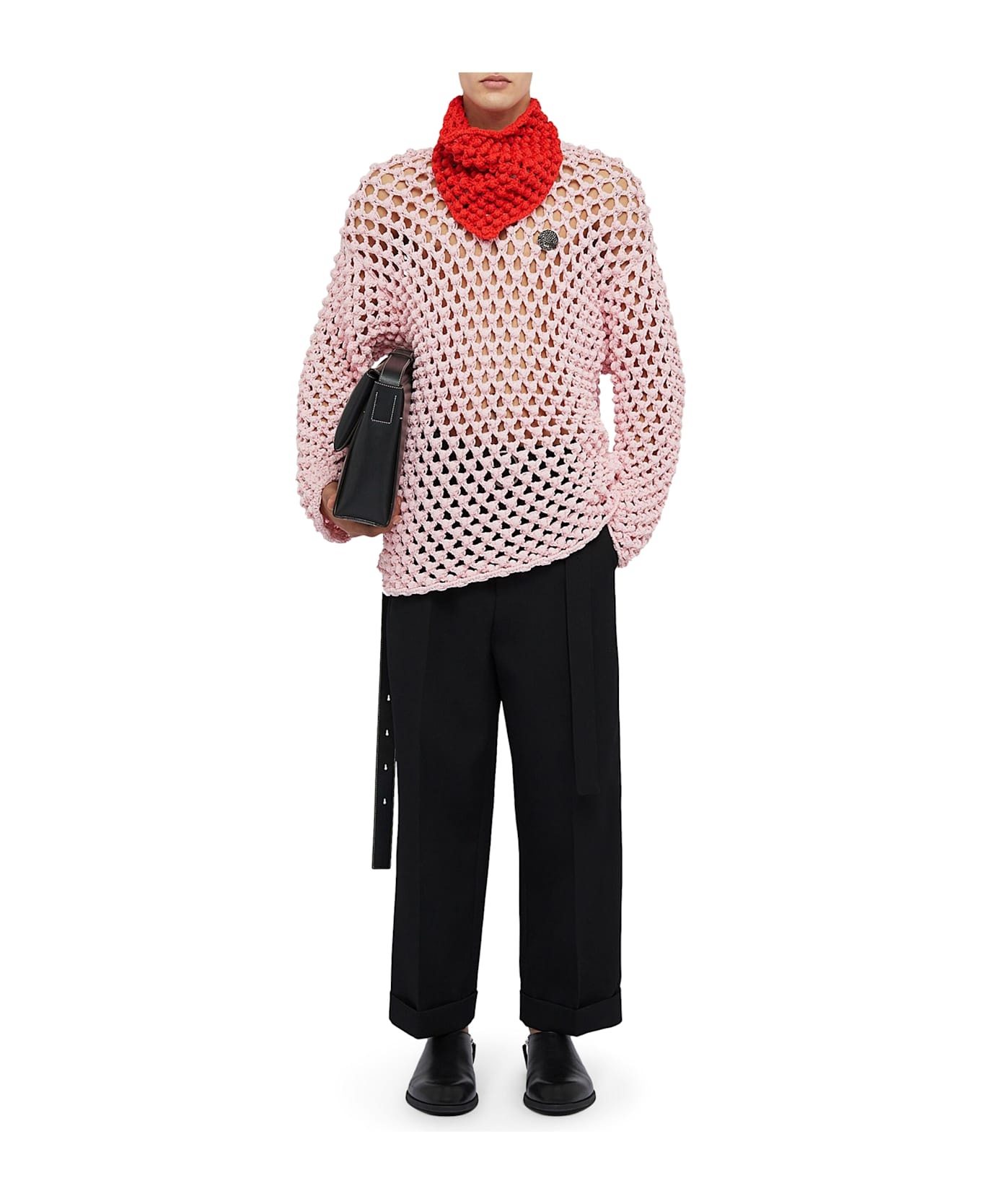Crew Neck Crochet Sweater - 2