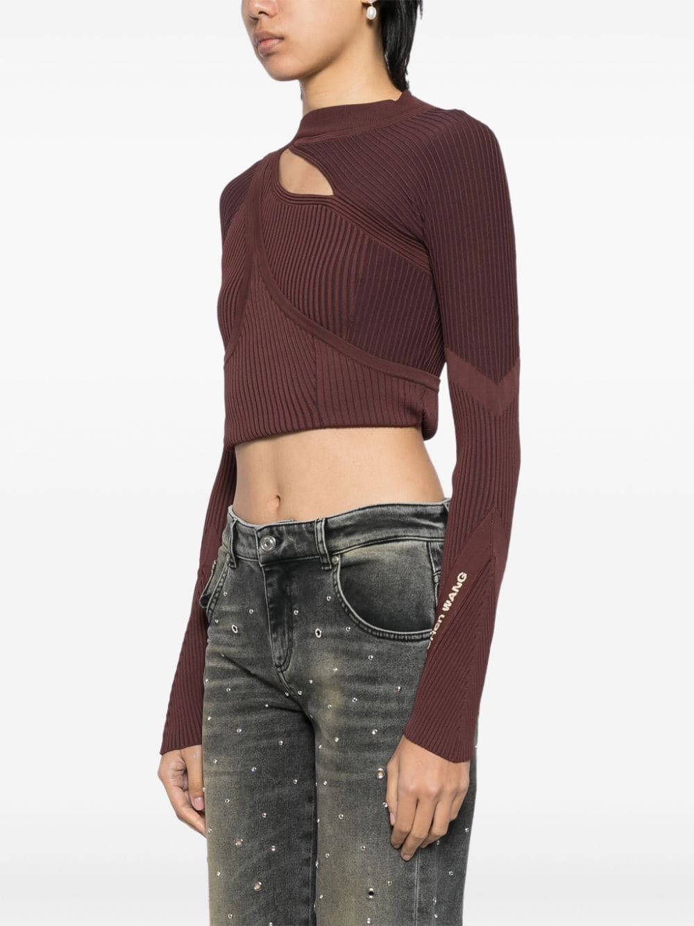 slash-neck knitted top - 3