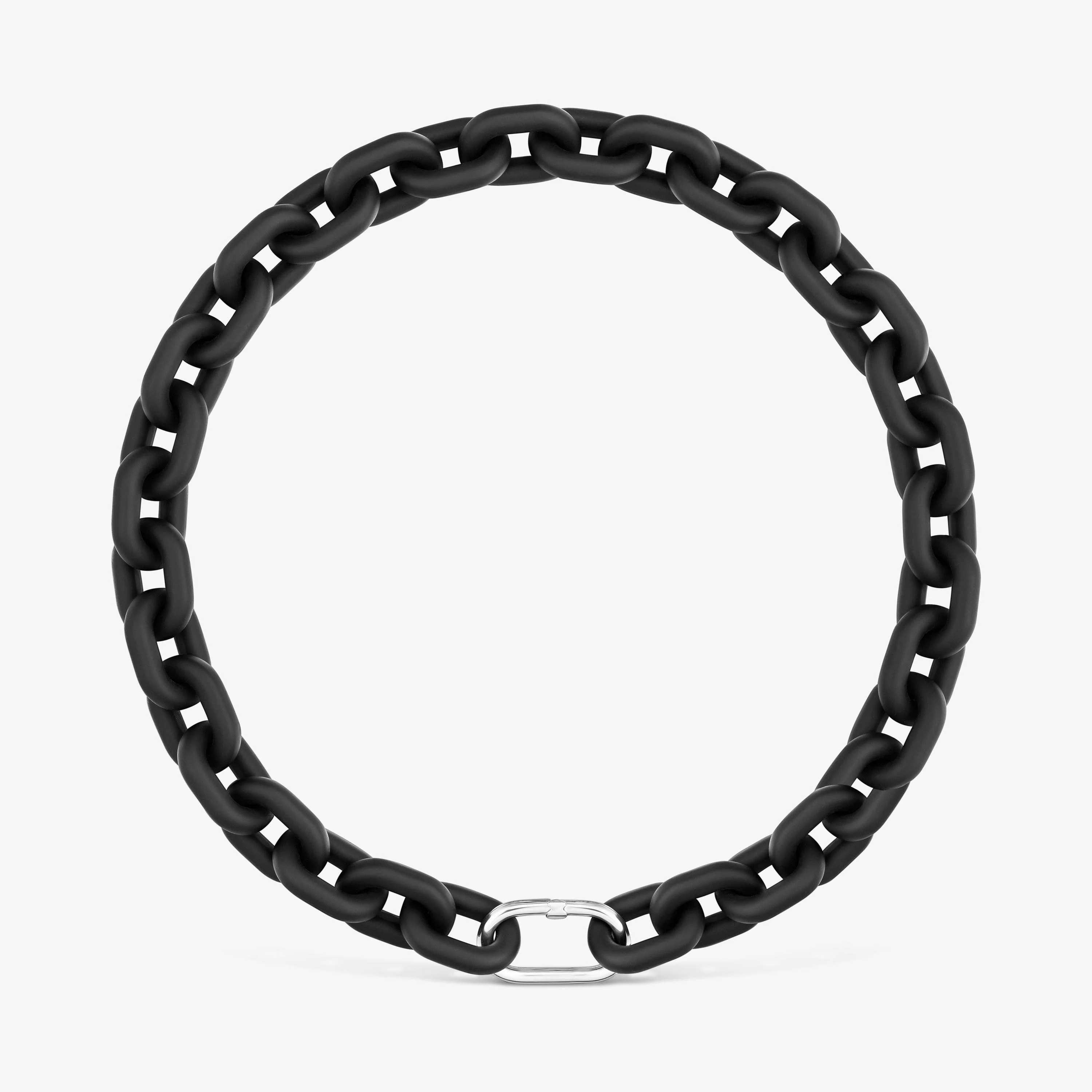 Black acetate Chain necklace and silver ring TOUS Hold Oval - 1