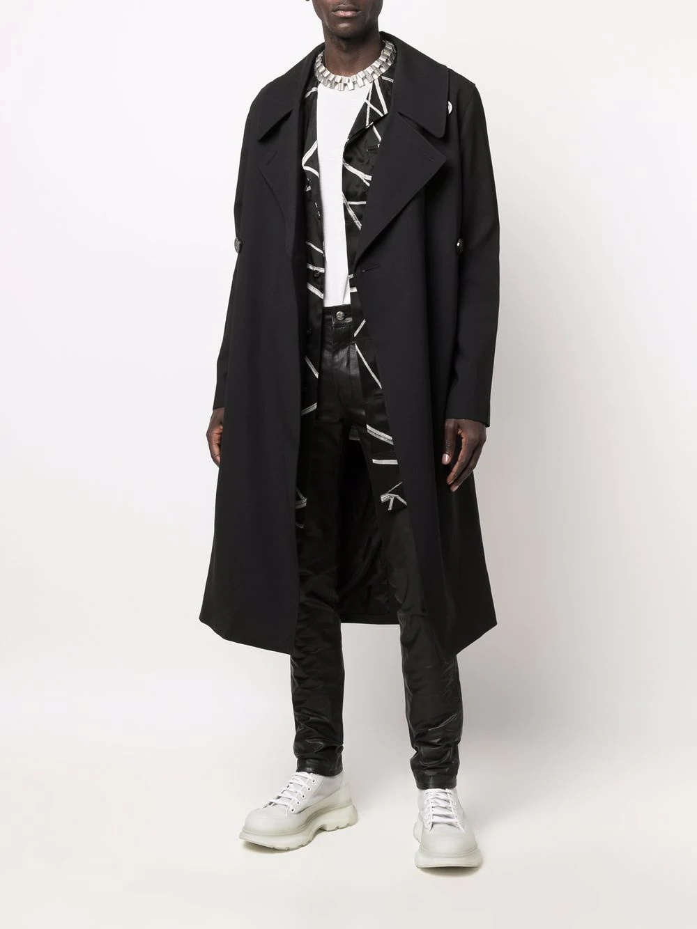 wide-lapel trench coat - 2