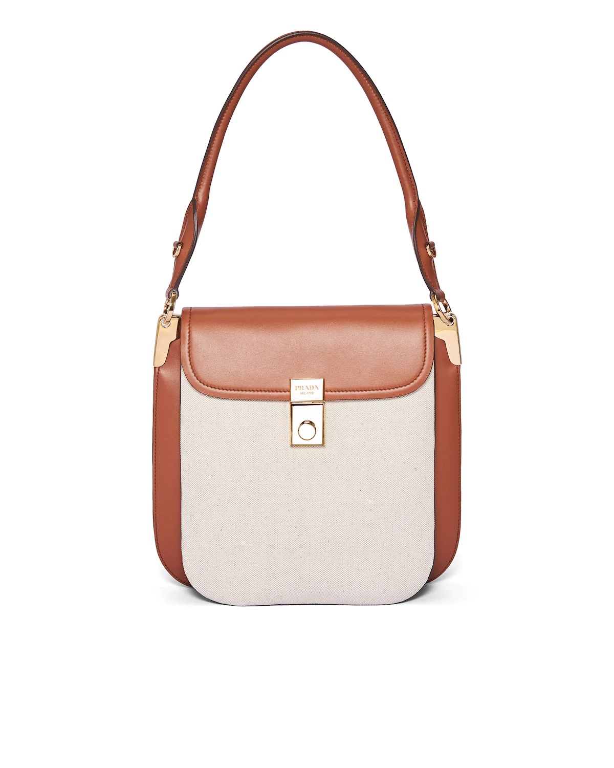 Linen blend and leather Prada Margit shoulder bag - 1