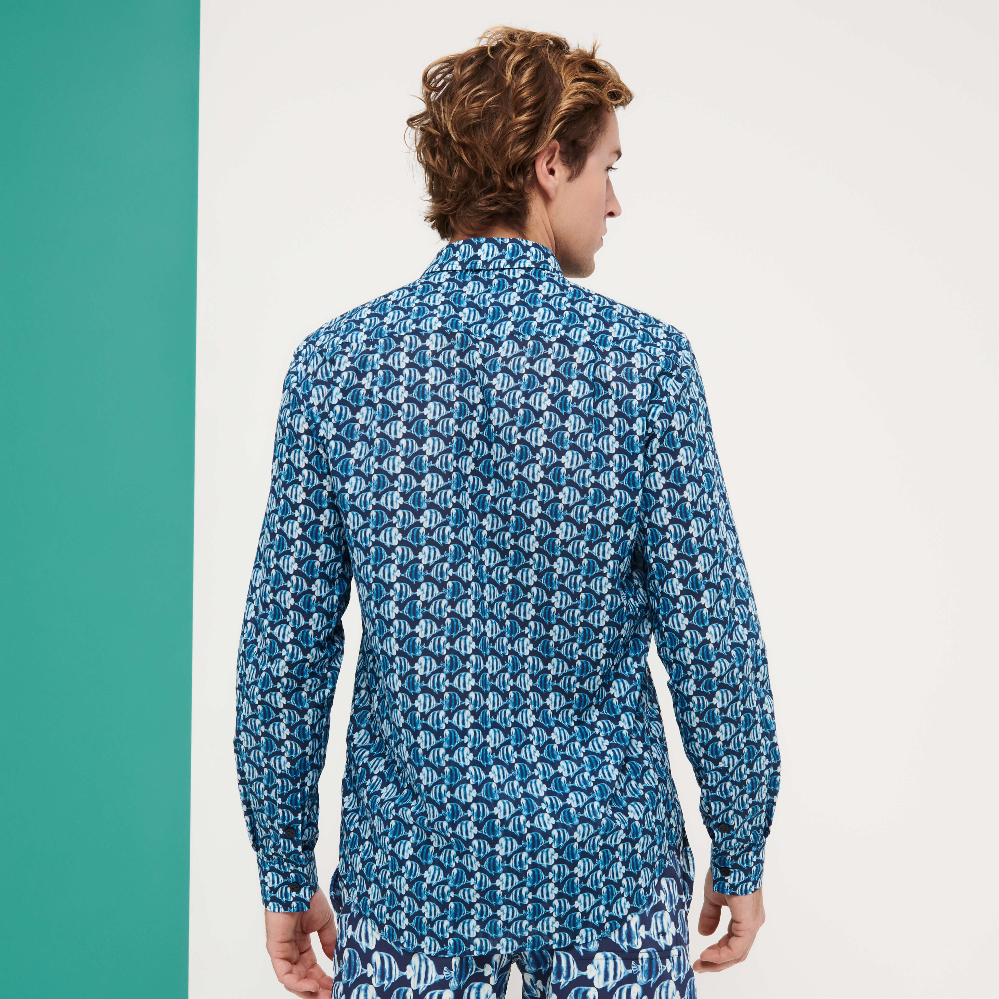 Unisex Cotton Voile Summer Shirt Batik Fishes - 4