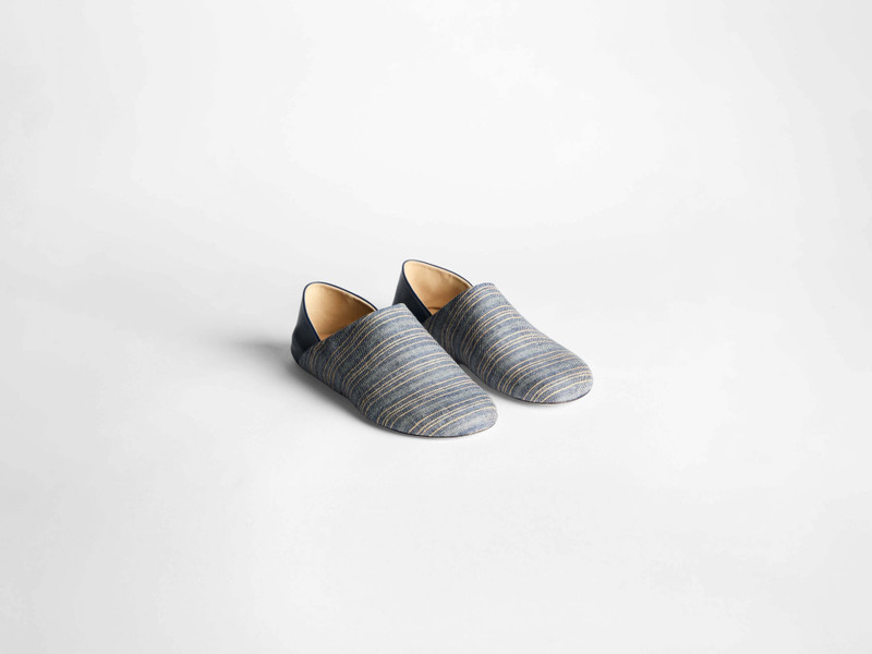 JW Anderson MENS SLIPPER MULES IN NAVY & OFF WHITE outlook