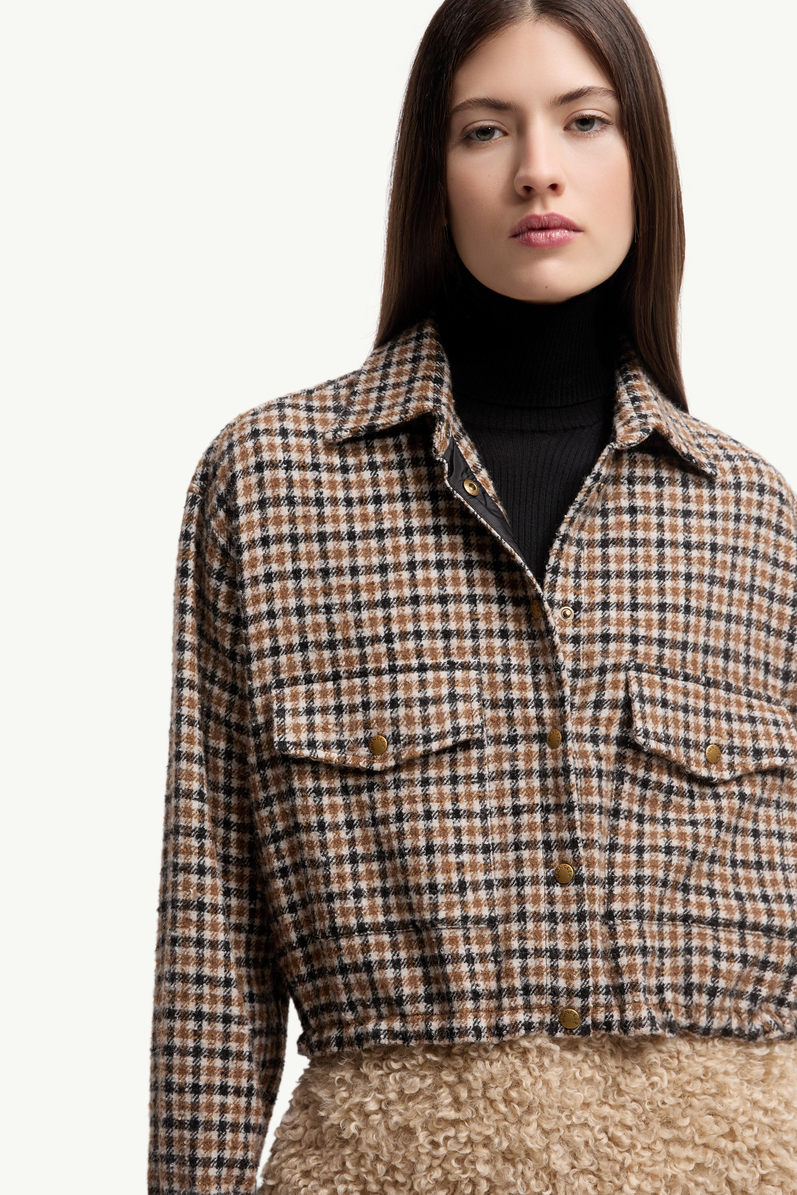 Check Wool Blend Long Sleeve Shirt - 6