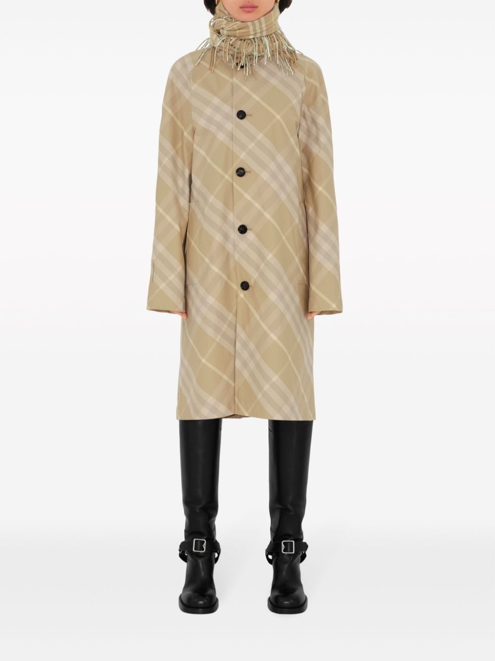 Car reversible check-print coat - 2