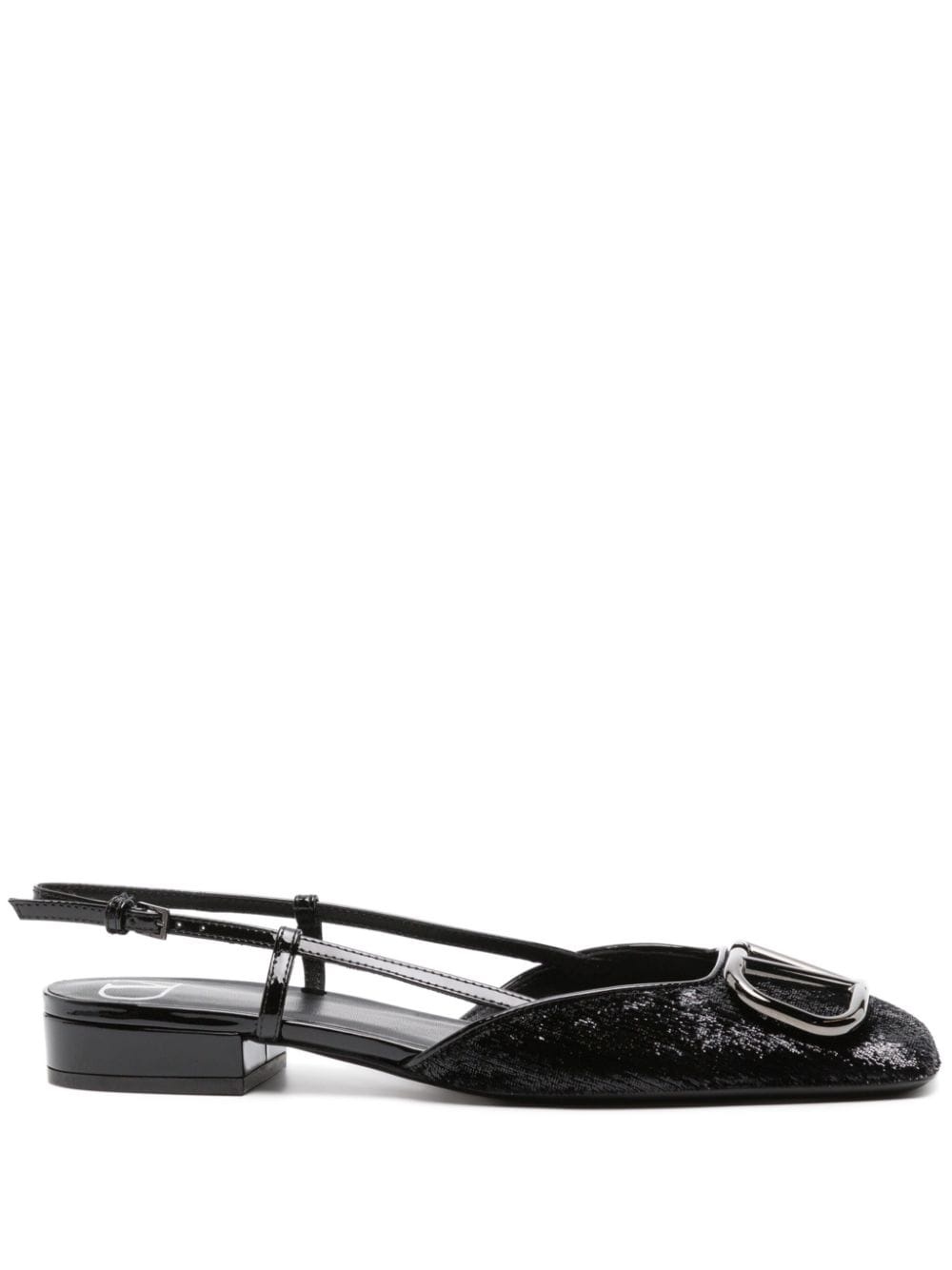 VLogo leather slingback ballerina shoes - 1