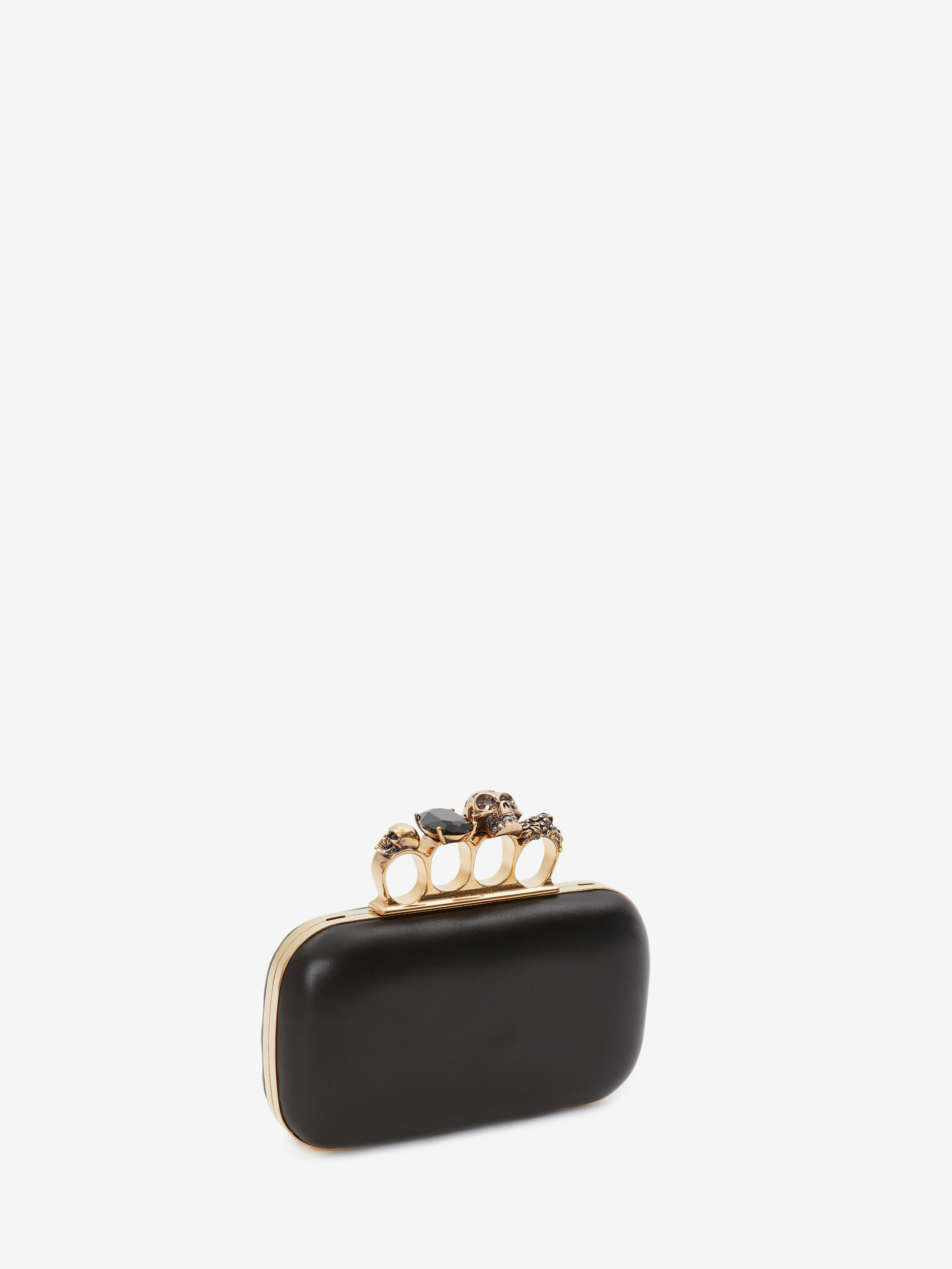Women's Knuckle Clutch With Chain in Black - 2