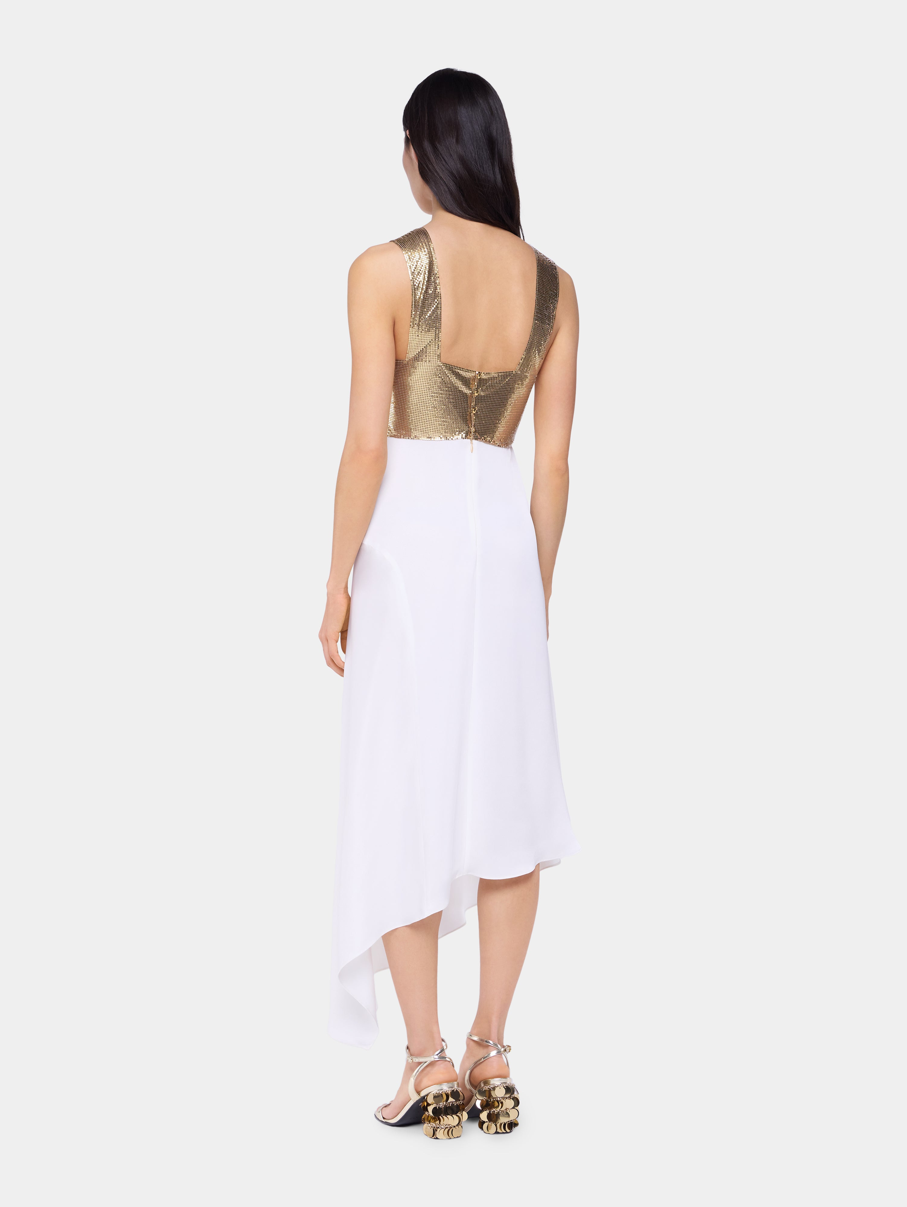 ASYMETRIC DRESS IN MESH AND SATIN - 4