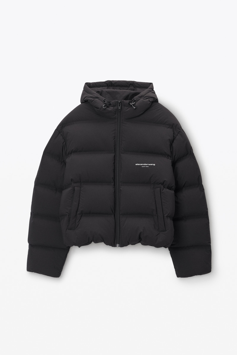 cropped hooded puffer coat with reflective logo 1