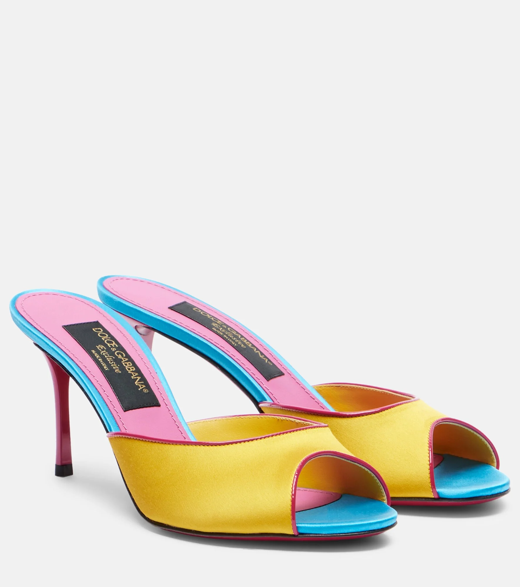 Keira leather-trimmed satin mules - 1