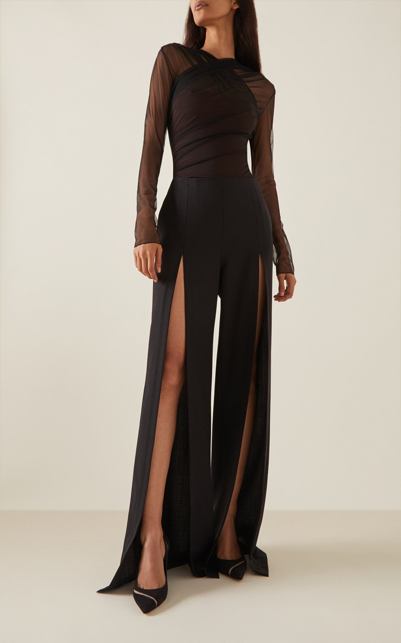 NENSI DOJAKA Front-Slit Tailored High-Rise Trousers black outlook