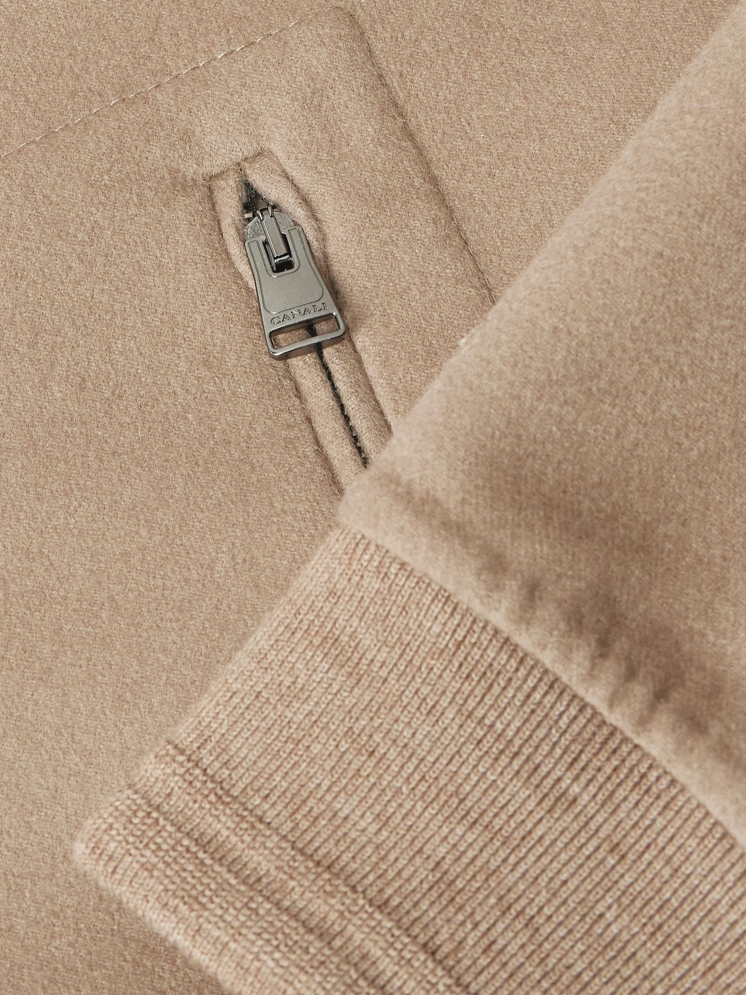 Layered Wool and Cashmere-Blend Bomber Jacket Beige - 6