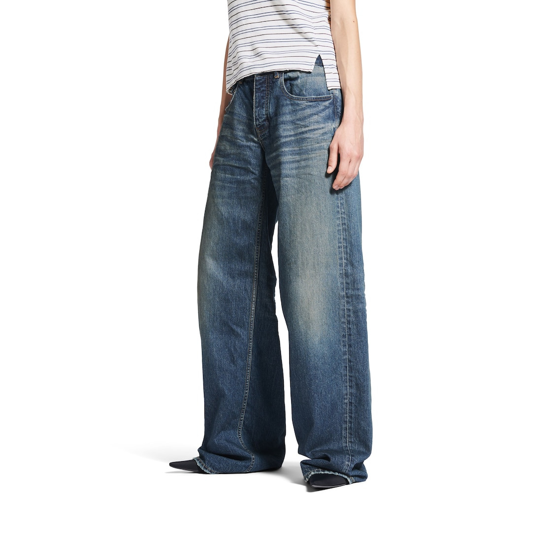 Women's Wide Leg Baggy Pants in Blue - 5
