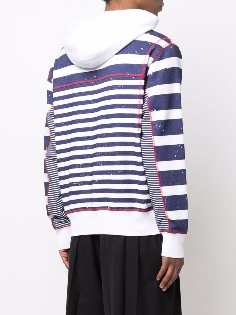 logo-print striped hoodie - 4