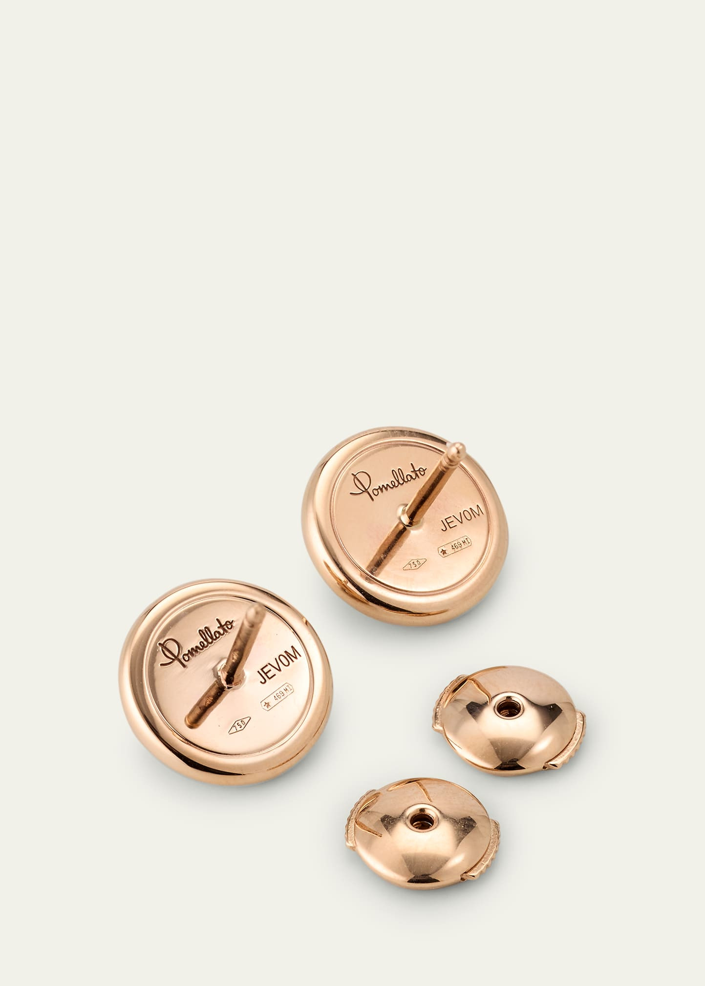 Pom Pom Dot 18K Rose Gold Diamond Button Earrings - 4