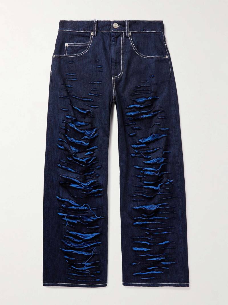 Wide-Leg Distressed Jeans 1