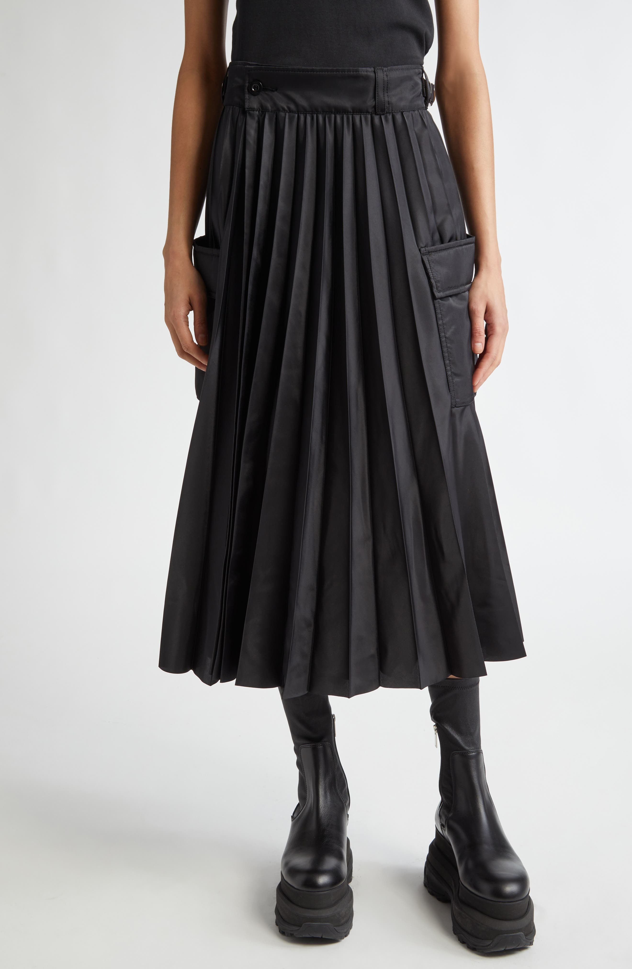 Pleated Cargo Midi Skirt - 1