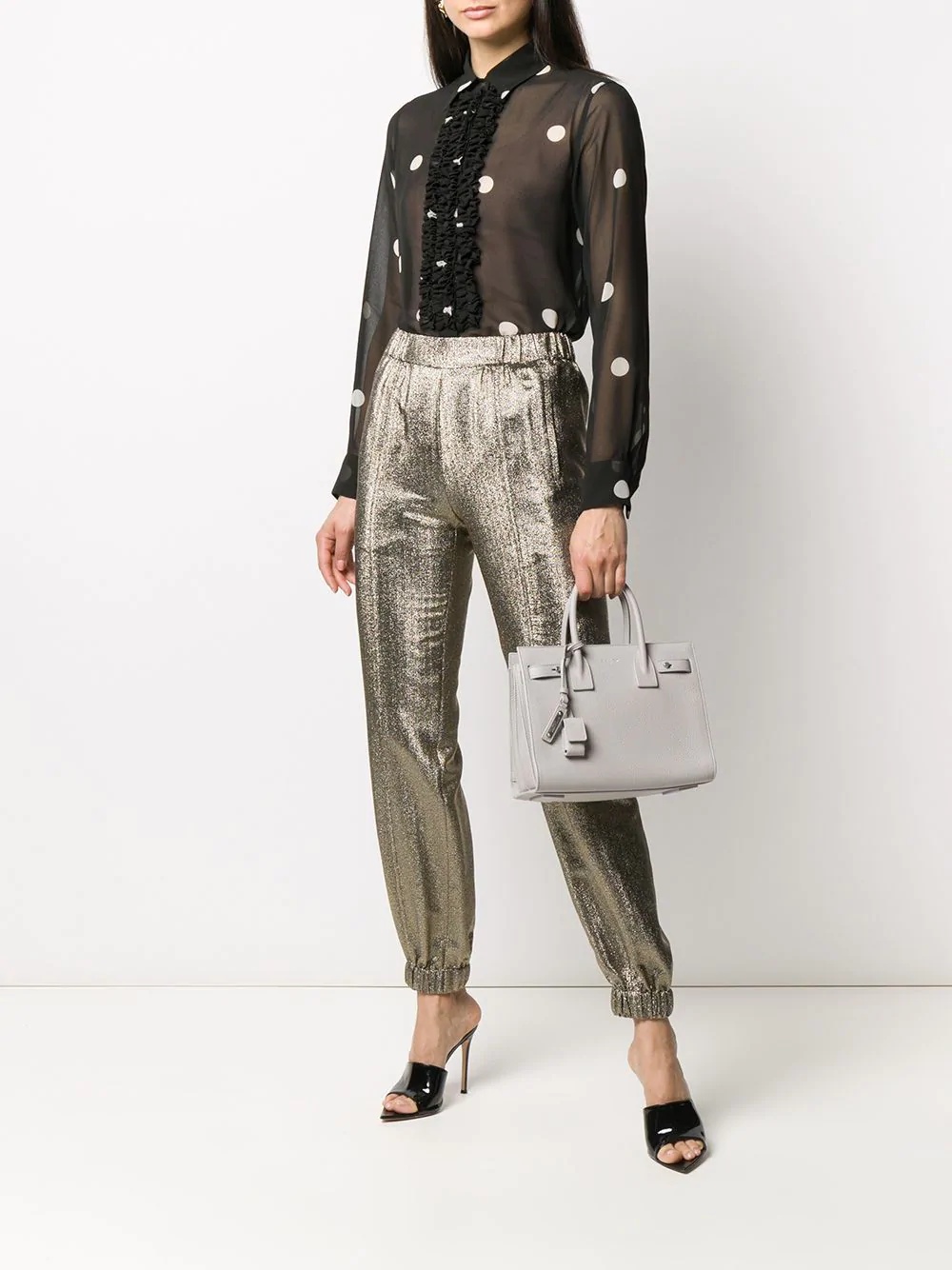 metallic-effect tapered trousers - 2