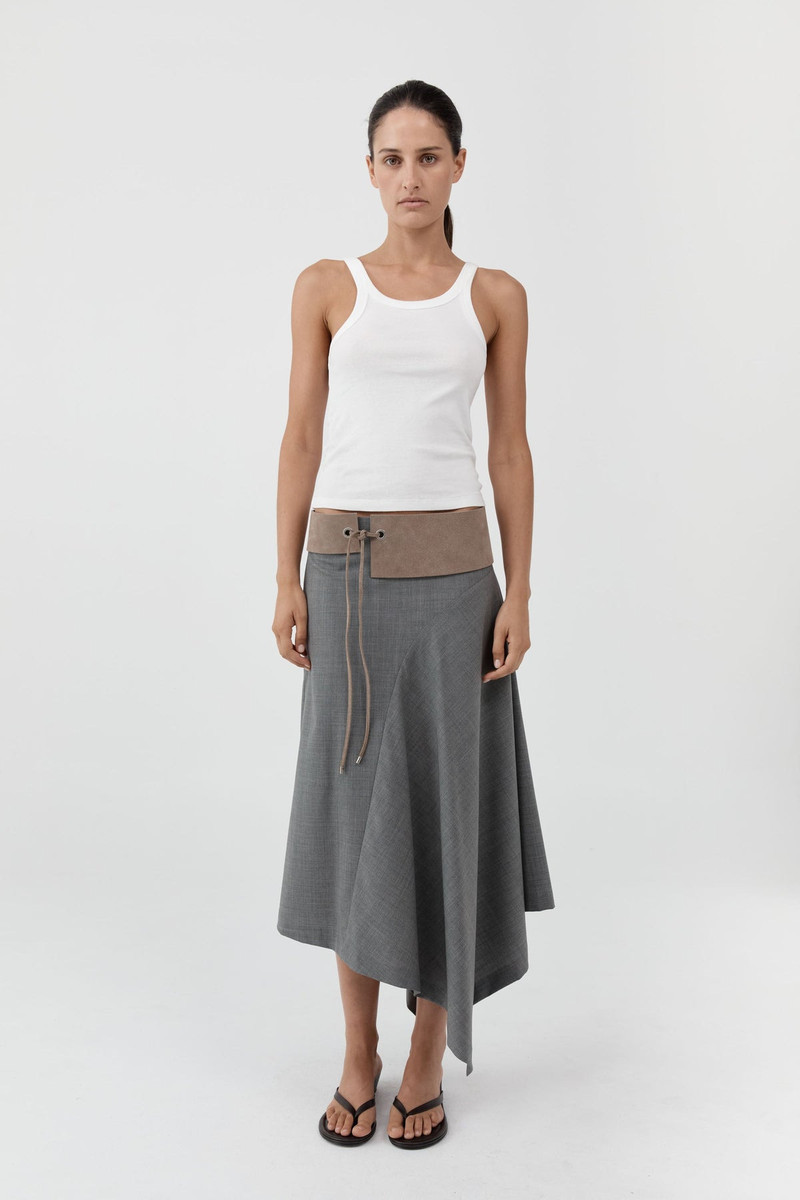 Suede Asymmetric Belt - Almond 4