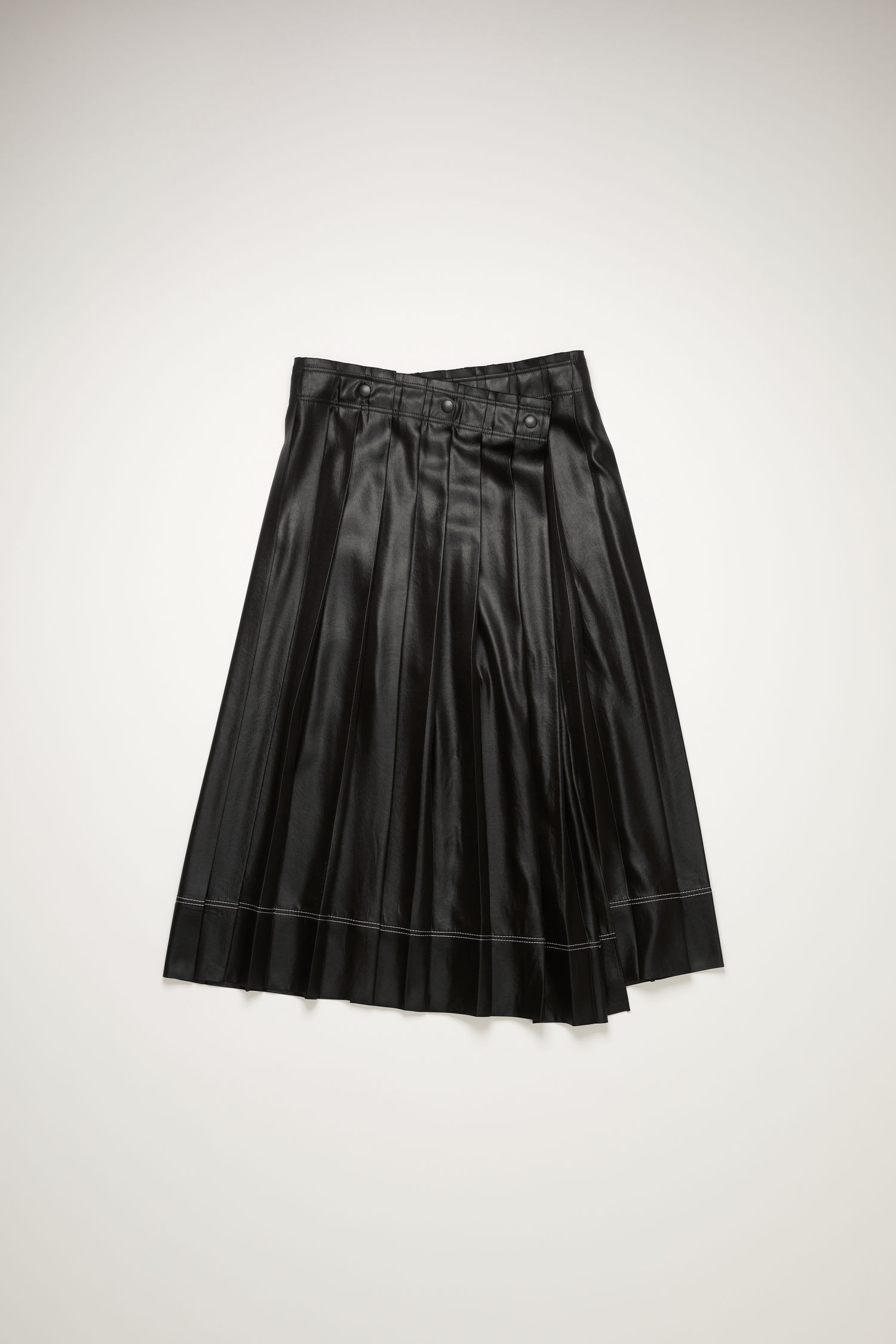 Satin pleated skirt black - 5