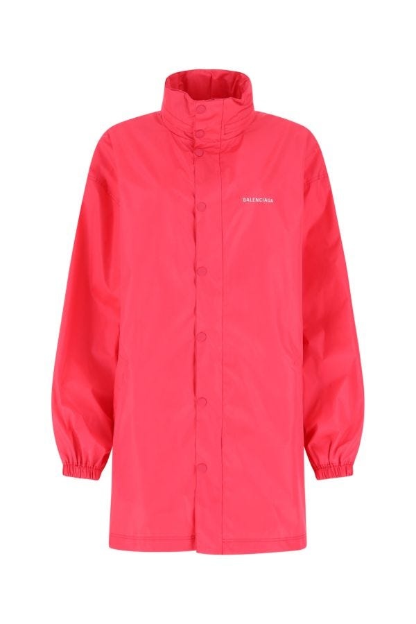 Fluo pink polyester oversize raincoat - 1